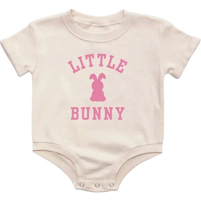 Little Bunny Rose Easter Short Sleeve Romper, Natural - Rompers - 1