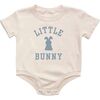 Little Bunny Steel Blue Easter Short Sleeve Romper, Natural - Rompers - 1 - thumbnail