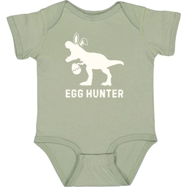 Egg Hunter Easter Short Sleeve Bodysuit, Sage