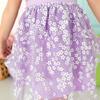 Lavender Ditsy Daisy Easter Tiered Short Sleeve Tutu Dress, Lavender - Dresses - 3