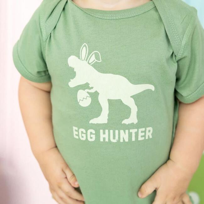 Egg Hunter Easter Short Sleeve Bodysuit, Sage - Onesies - 3