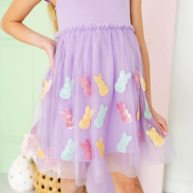 Easter Peeps Flutter Sleeve Tutu Dress, Lavender - Dresses - 3