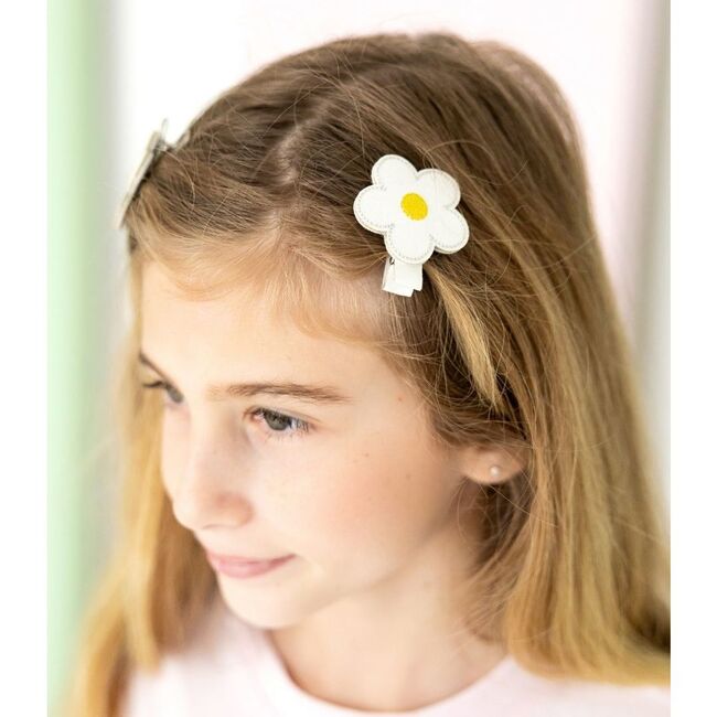 Daisy Flower Clip Set, White - Hair Accessories - 3