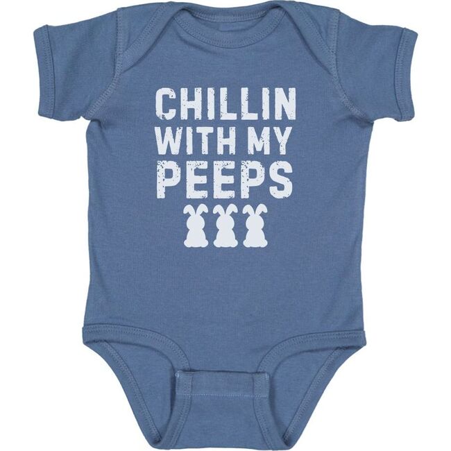 Chillin With My Peeps Easter Short Sleeve Bodysuit, Indigo - Onesies - 1