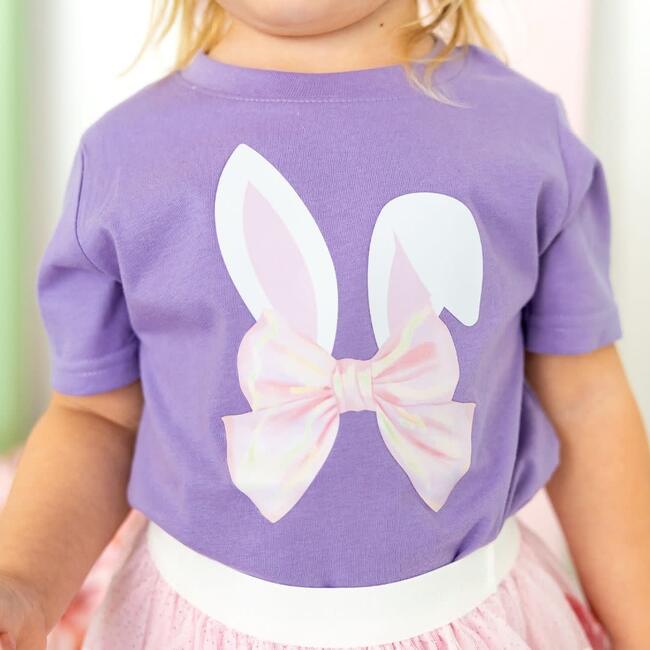 Bunny Bow Easter Short Sleeve T-Shirt, Lavender - T-Shirts - 3