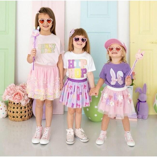 Bunny Bow Easter Short Sleeve T-Shirt, Lavender - T-Shirts - 5