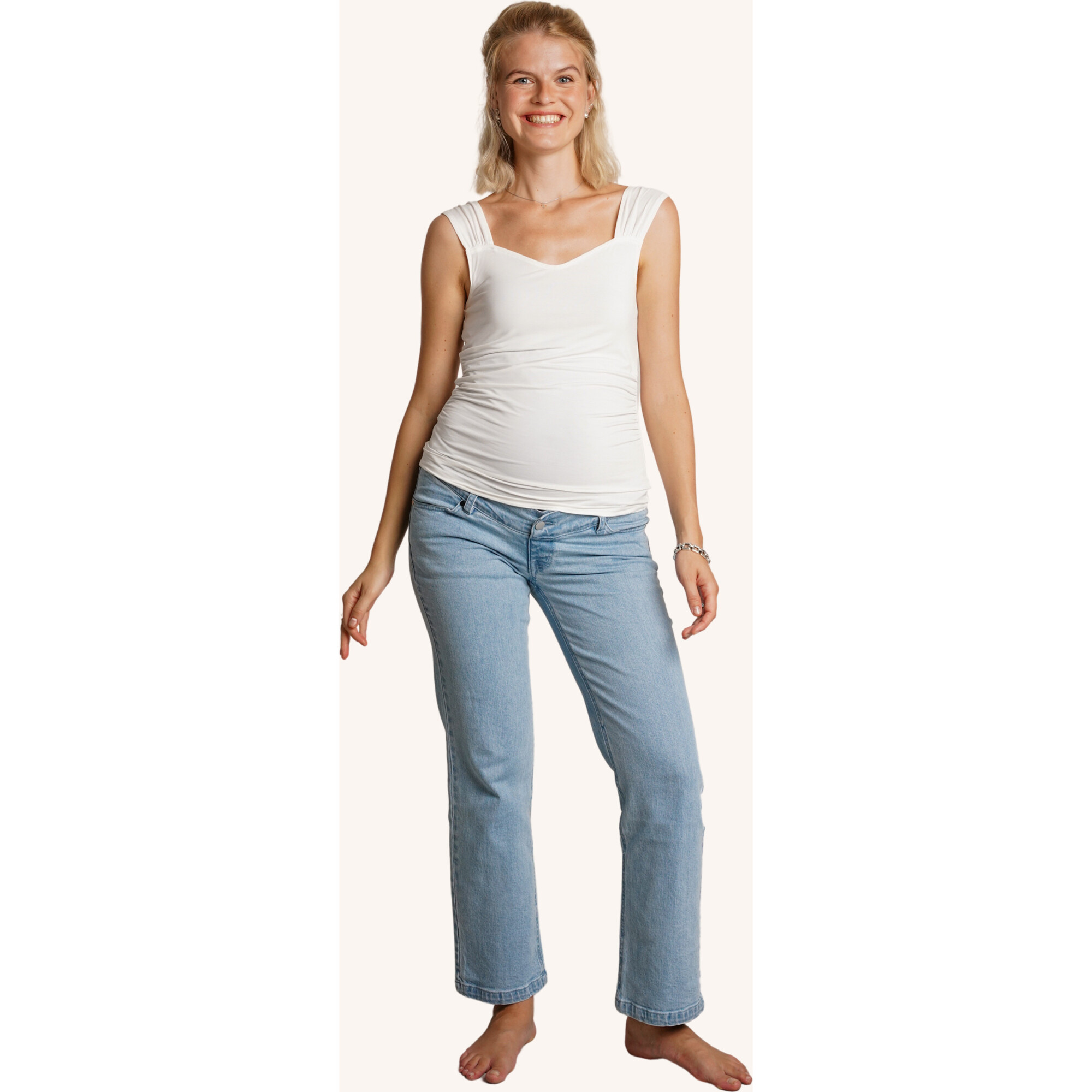 Hailey Straight Leg Jeans, Washed Blue - Jeans - 1