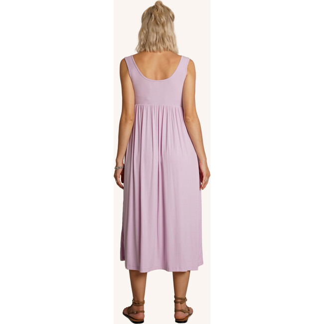 Ribbed Modal Henley Dress, Lavender - Dresses - 3