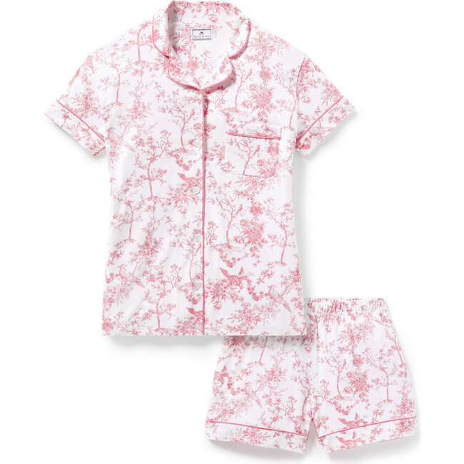Women's Pima Short Sleeve Short Set, Pink Timeless Toile - Pajamas - 1