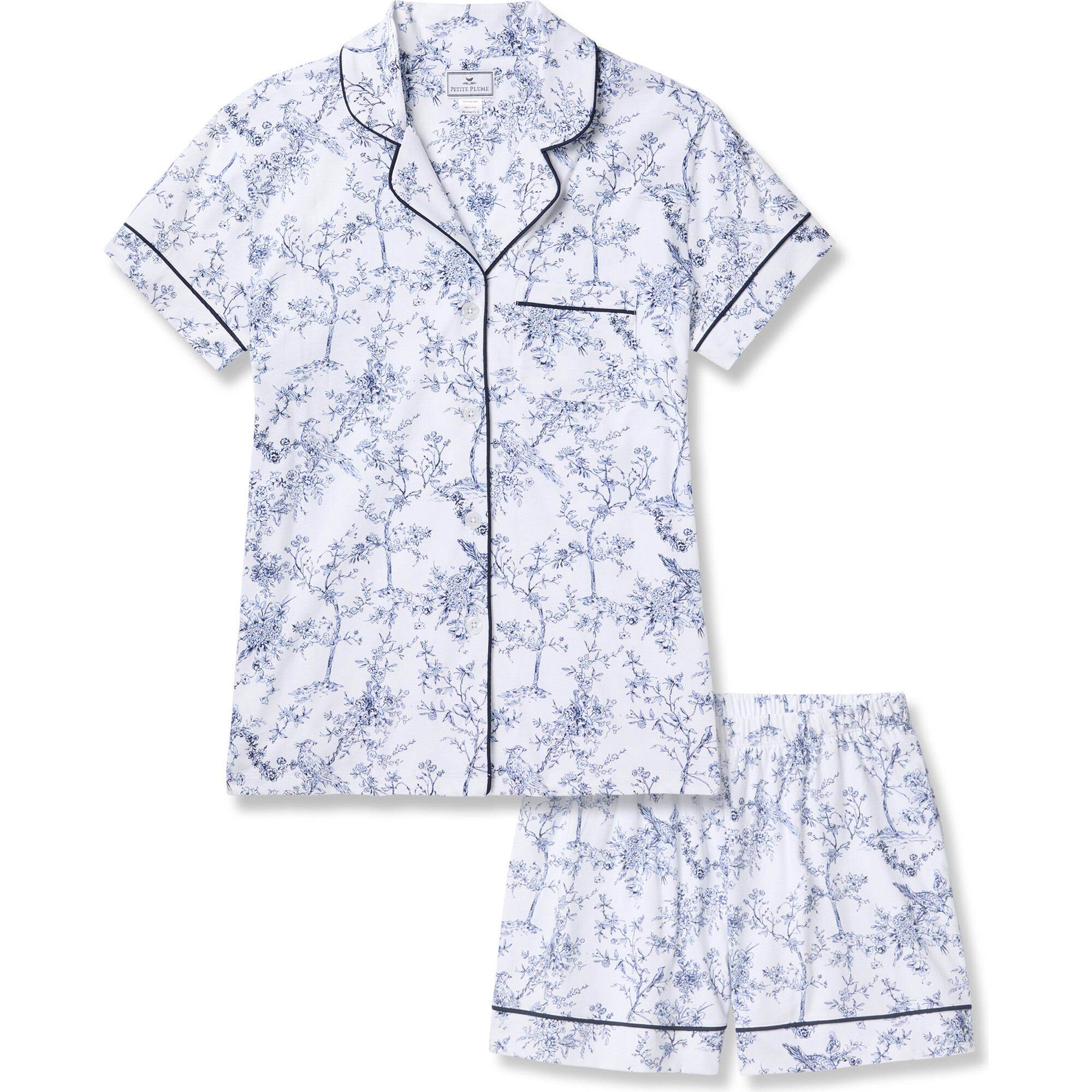 Women's Pima Cotton Short Sleeve Short Set, Timeless Toile - Pajamas - 1