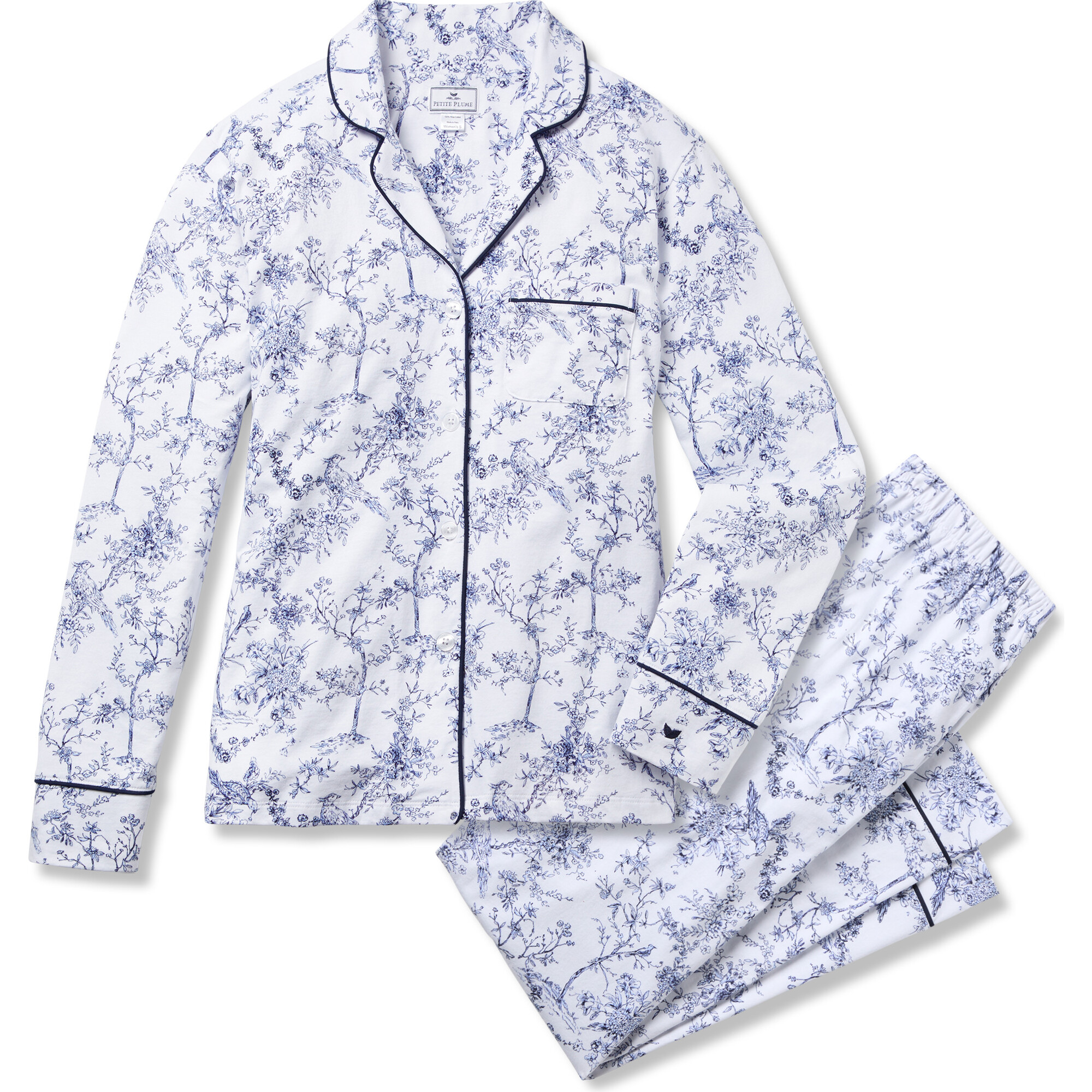 Women's Pima Cotton Pajama Set, Timeless Toile - Pajamas - 1