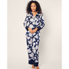 Women's Silk Pajama Set, Midnight Blooms - Pajamas - 2