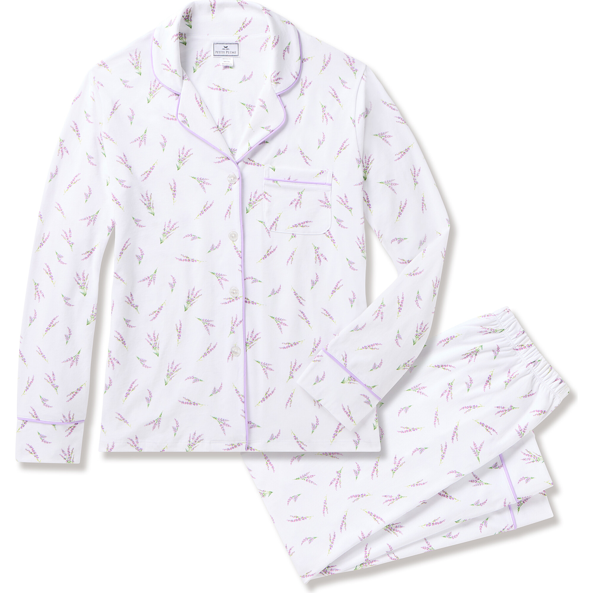 Women's Pima Cotton Pajama Set, Fields of Provence - Pajamas - 1