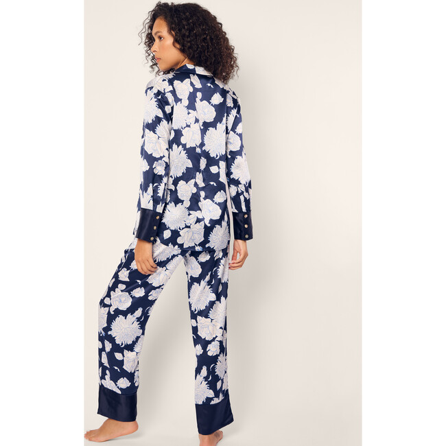Women's Silk Pajama Set, Midnight Blooms - Pajamas - 4