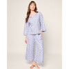 Women's Pima Cotton Olivia Wide Leg Pajama Set, Fleur d'Azur - Pajamas - 2