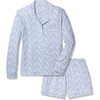 Women's Pima Cotton Long Sleeve Short Set, Fleur d'Azur - Pajamas - 1 - thumbnail