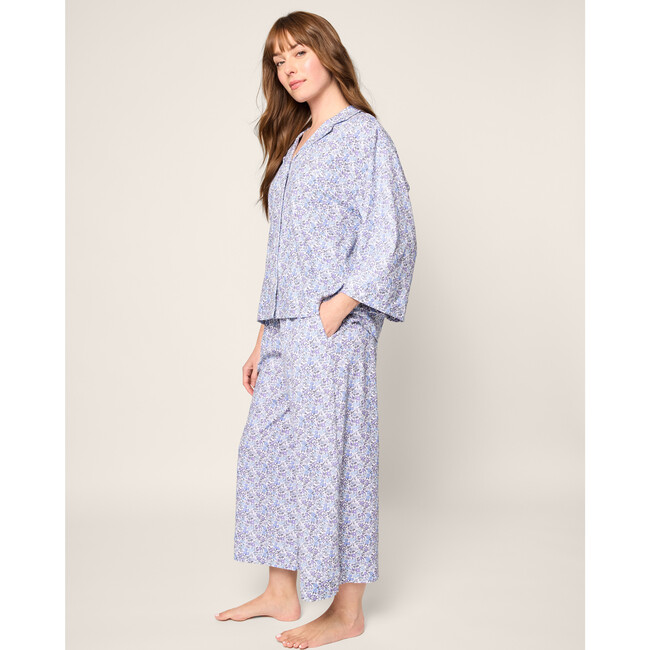 Women's Pima Cotton Olivia Wide Leg Pajama Set, Fleur d'Azur - Pajamas - 3