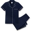 Women's Pima Cotton Crop Pajama Set, Navy - Pajamas - 1 - thumbnail