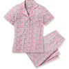 Women's Pima Cotton Crop Pajama Set, Fleurs de Rose - Pajamas - 1 - thumbnail