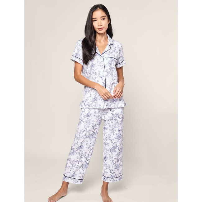 Women's Pima Cotton Crop Pajama Set, Timeless Toile - Pajamas - 2