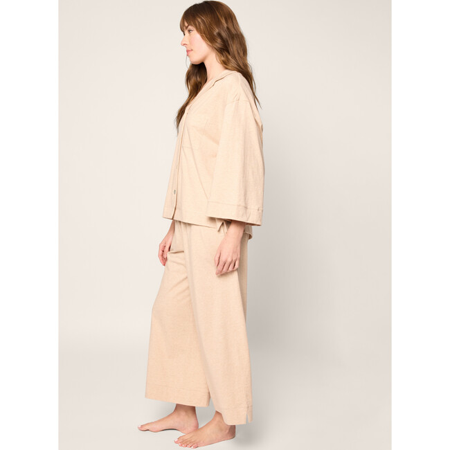 Women's Pima Cotton Olivia Wide Leg Pajama Set, Camel - Pajamas - 3