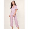 Women's Pima Cotton Crop Pajama Set, Fleurs de Rose - Pajamas - 2