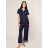 Women's Pima Cotton Crop Pajama Set, Navy - Pajamas - 2