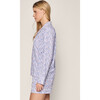 Women's Pima Cotton Long Sleeve Short Set, Fleur d'Azur - Pajamas - 3
