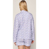 Women's Pima Cotton Long Sleeve Short Set, Fleur d'Azur - Pajamas - 4