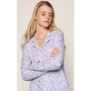 Women's Pima Cotton Long Sleeve Short Set, Fleur d'Azur - Pajamas - 5