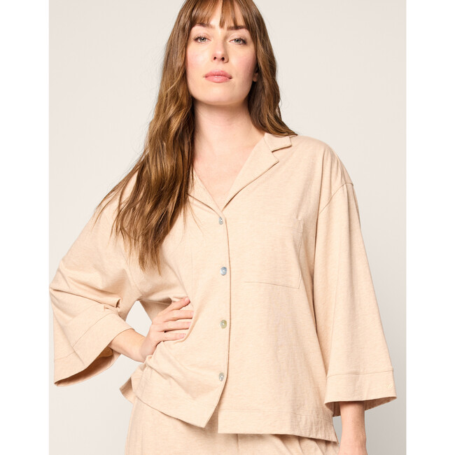 Women's Pima Cotton Olivia Wide Leg Pajama Set, Camel - Pajamas - 5