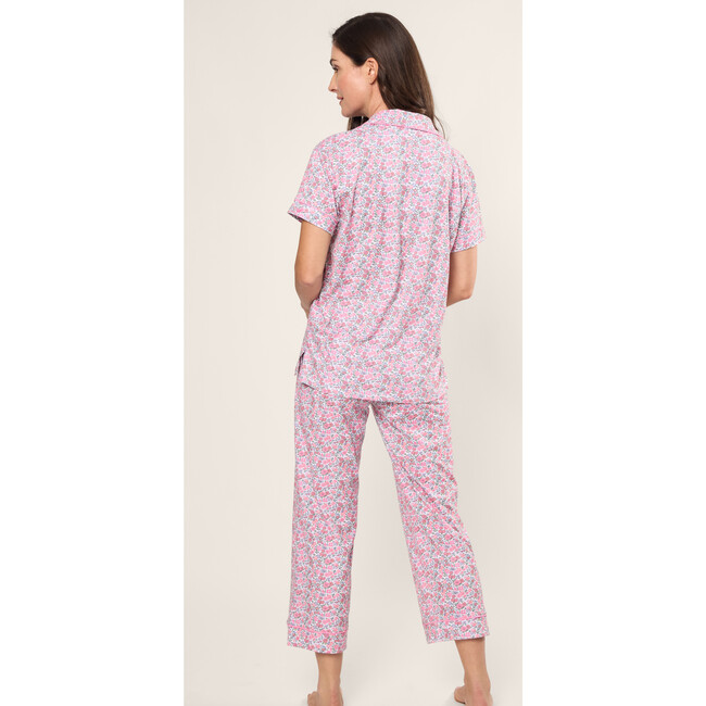 Women's Pima Cotton Crop Pajama Set, Fleurs de Rose - Pajamas - 4