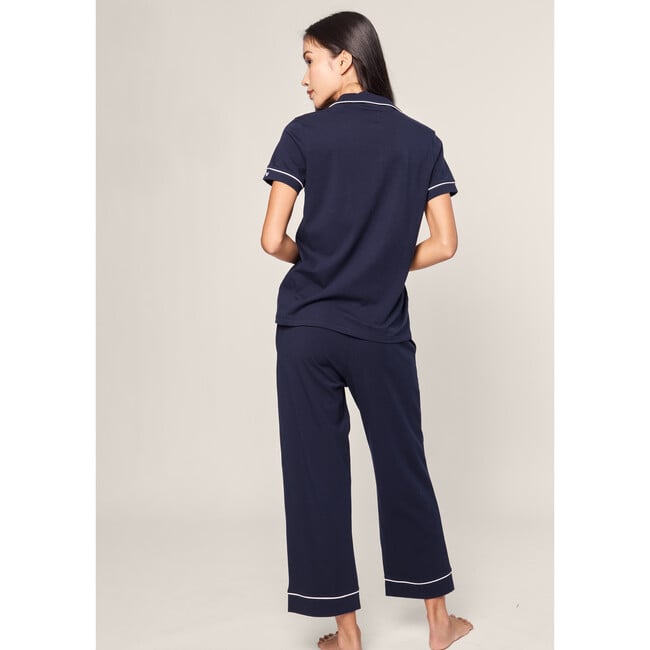 Women's Pima Cotton Crop Pajama Set, Navy - Pajamas - 4