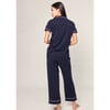 Women's Pima Cotton Crop Pajama Set, Navy - Pajamas - 4