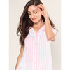 Women's Pima Cotton Crop Pajama Set, Pink and White Stripe - Pajamas - 5