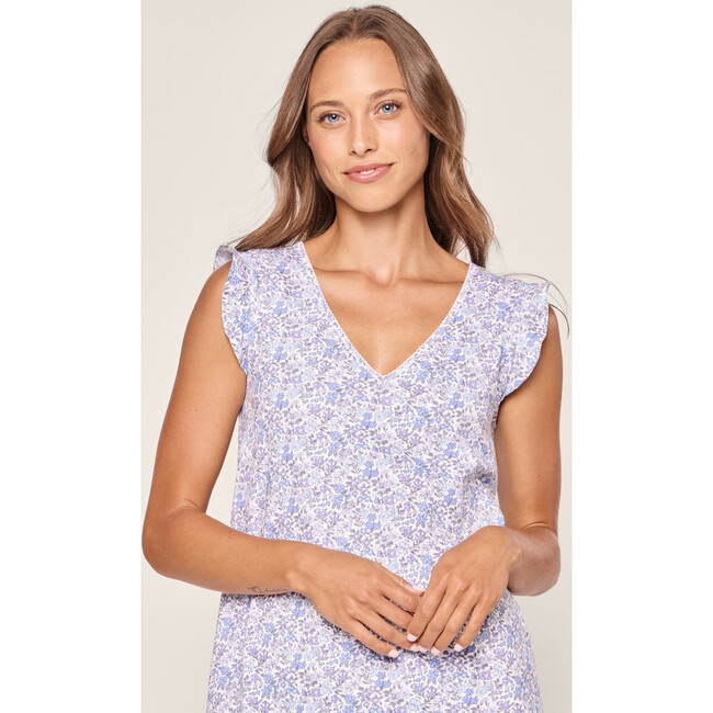 Women's Pima Cotton Harper Nightgown, Fleur d'Azur - Nightgowns - 5