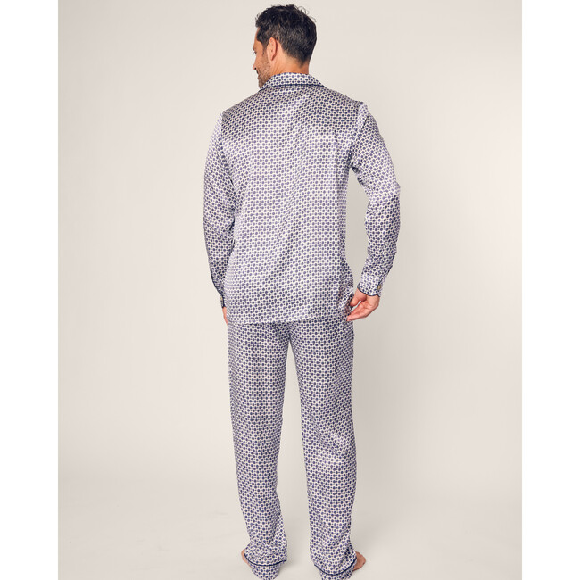 Men's Silk Pajama Set, Navy Foulard - Pajamas - 4