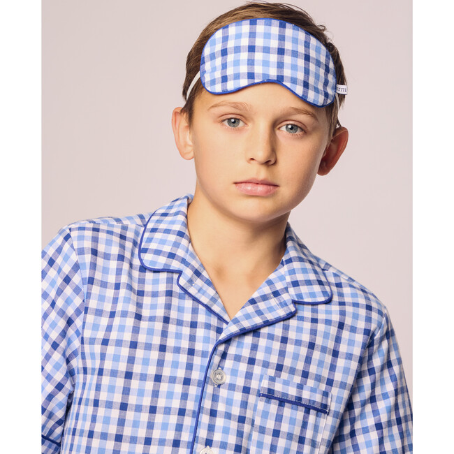 Children's Twill Sleep Mask, Royal Blue Gingham