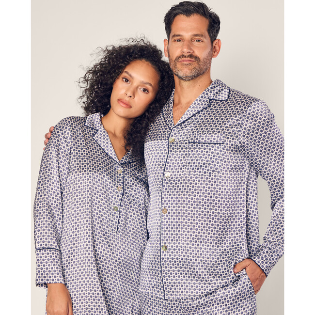 Men's Silk Pajama Set, Navy Foulard - Pajamas - 6