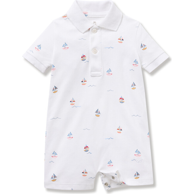 Boys Pima Cotton Summer Romper, Bateau - Rompers - 1