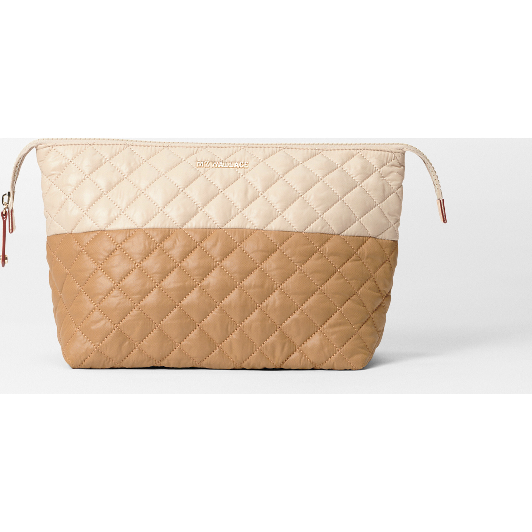 Large Zoey Cosmetic, Buff/Caramel Colorblock - MZ Wallace Bags