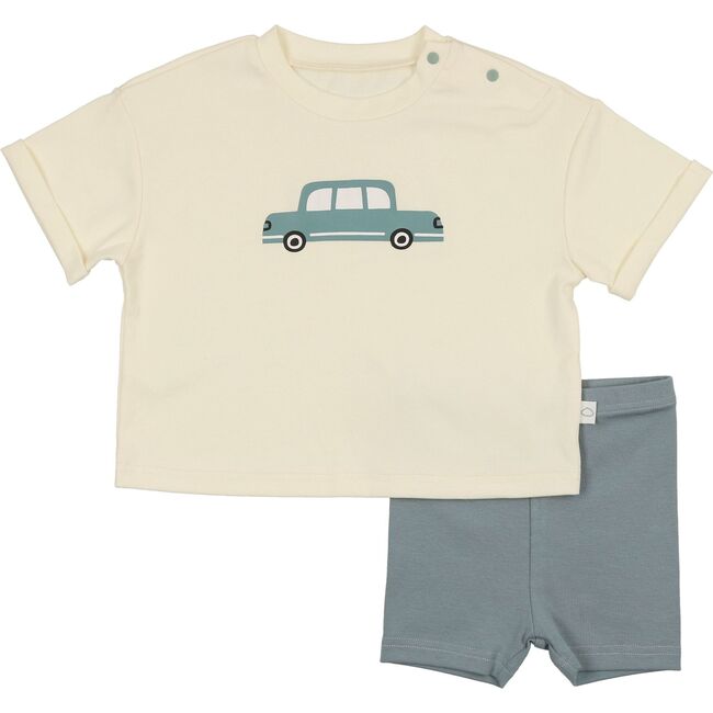 Retro Car Set, White-Blue