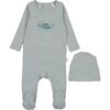 Teddy Pocket Footie, Blue - Footie Pajamas - 1 - thumbnail