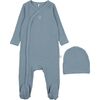 Side Snap Footie, Blue - Footie Pajamas - 1 - thumbnail