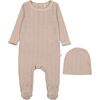 Ribbed Grandpa Footie, Nude - Footie Pajamas - 1 - thumbnail