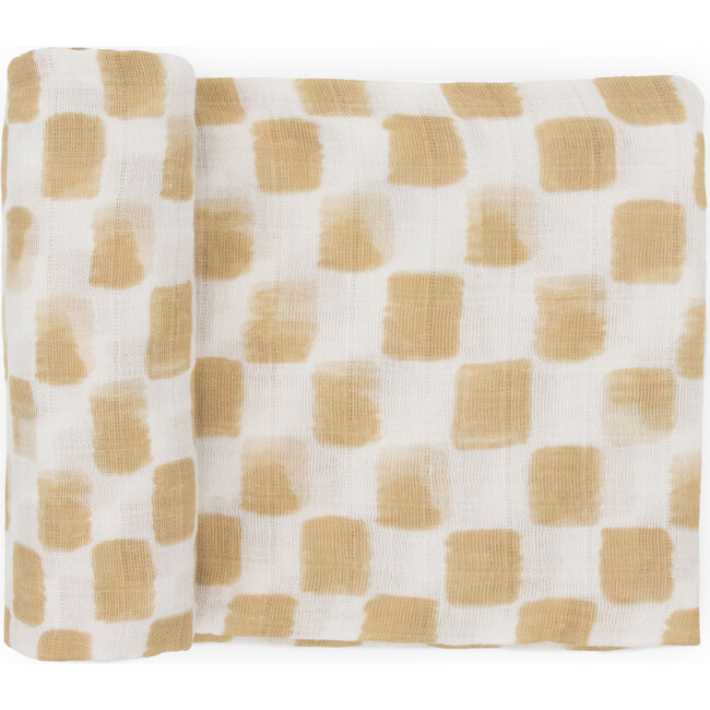 Cotton Muslin Swaddle Blanket, Adobe Checker - Blankets - 1