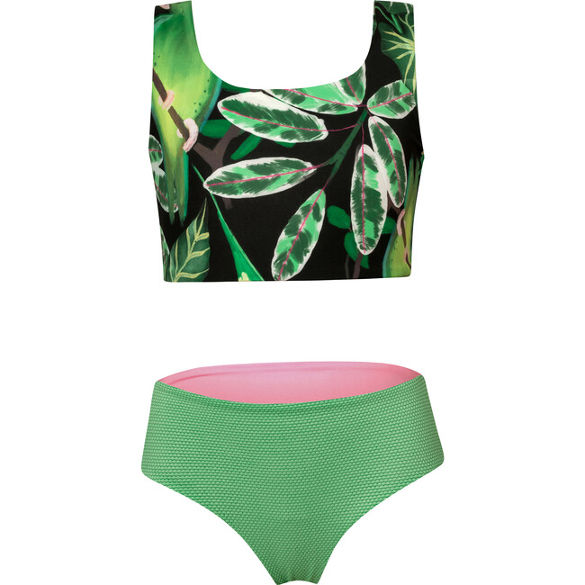 Yeimi Parrot Verde Sun&Moon Bikini Swimsuit, Green