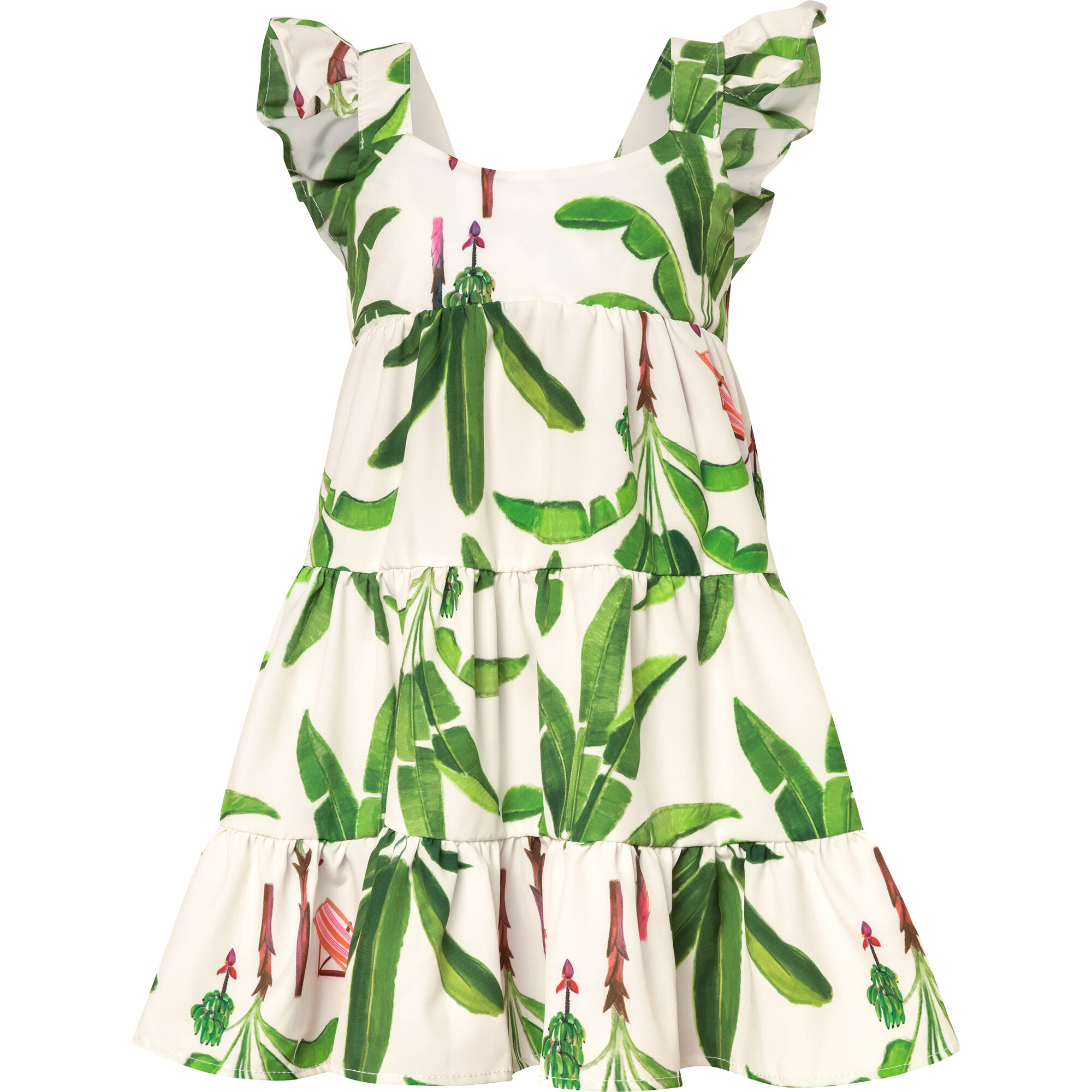 Corissia Platanal Print Adjustable Strap Dress, White - Dresses - 1