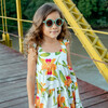Corissia Orquideas Naranja Print Adjustable Strap Dress, Orange - Dresses - 2