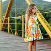 Corissia Orquideas Naranja Print Adjustable Strap Dress, Orange - Dresses - 3